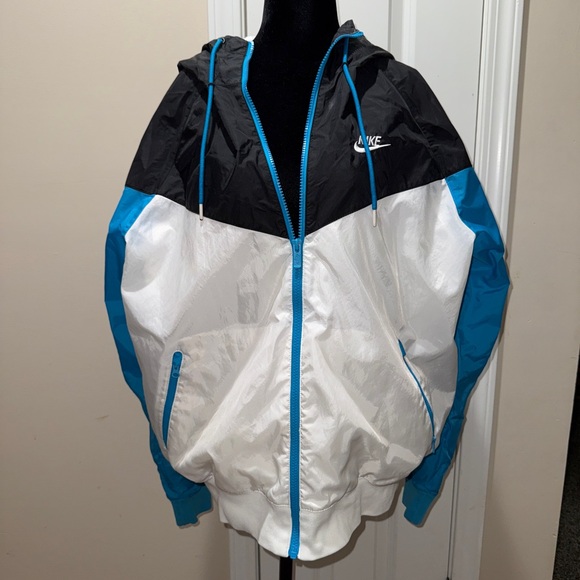 Nike Black, White, and Blue Hooded Jacket - Picture 1 of 10